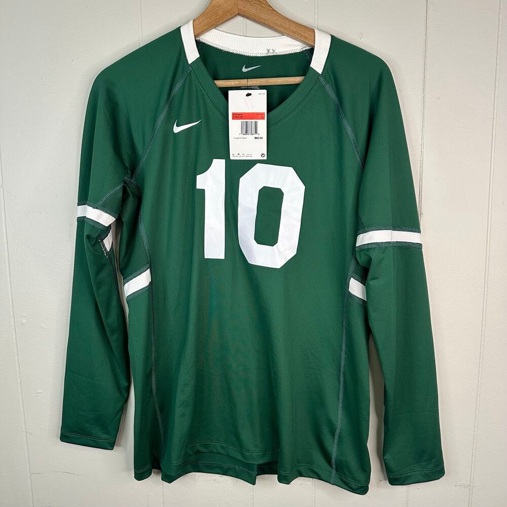 Nike Womens L Green NEW Volleyball Jersey 10 Long Sleeve Athletic DJ8626-342